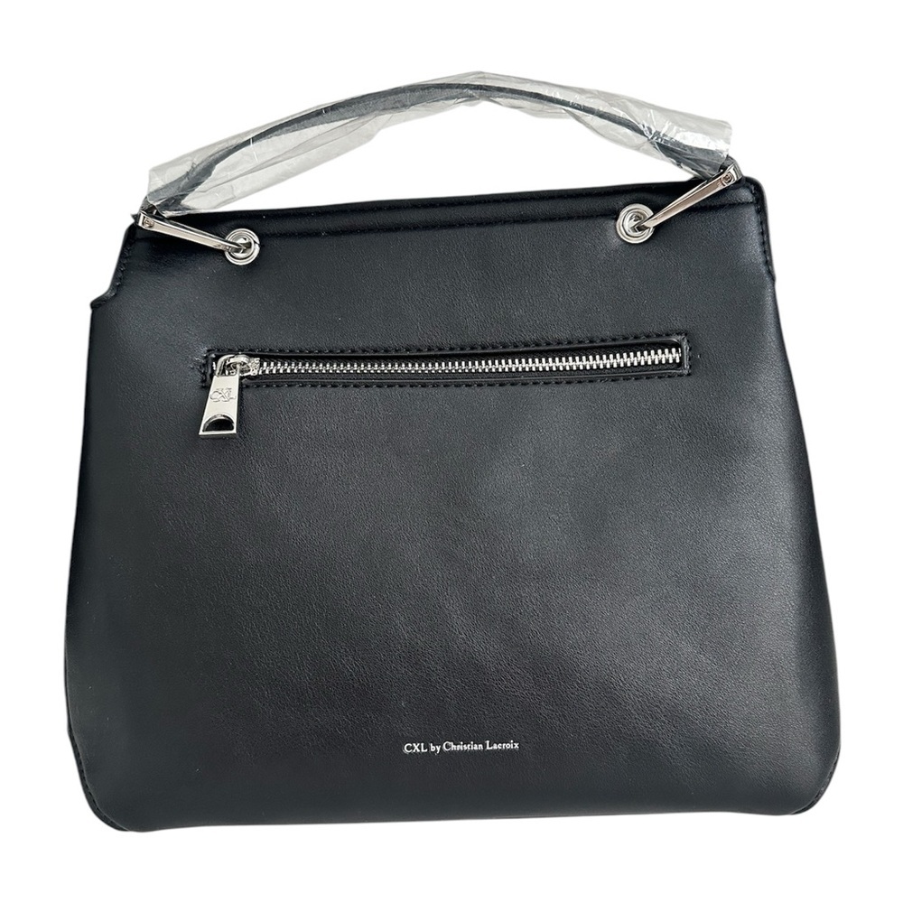 CHRISTIAN LACROIX Sable Prism Python Satchel Handbag Black Silver Women Med $98 - Picture 4 of 10